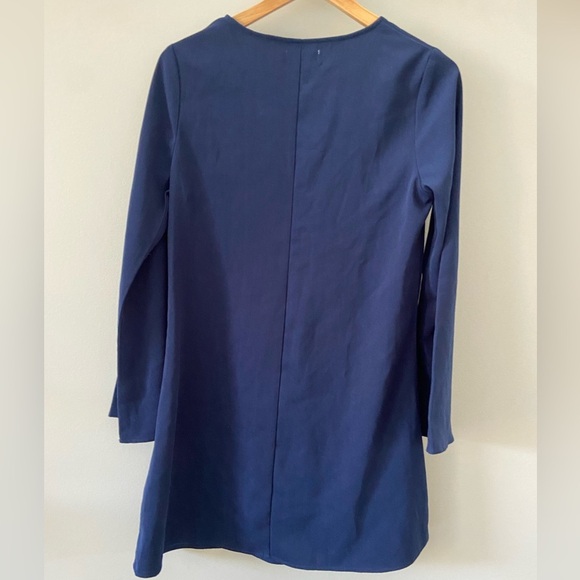 Molly Bracken Midnight Blue Long Flare Sleeve Keyhole Cut Out Relax Fit Dress - Picture 4 of 4